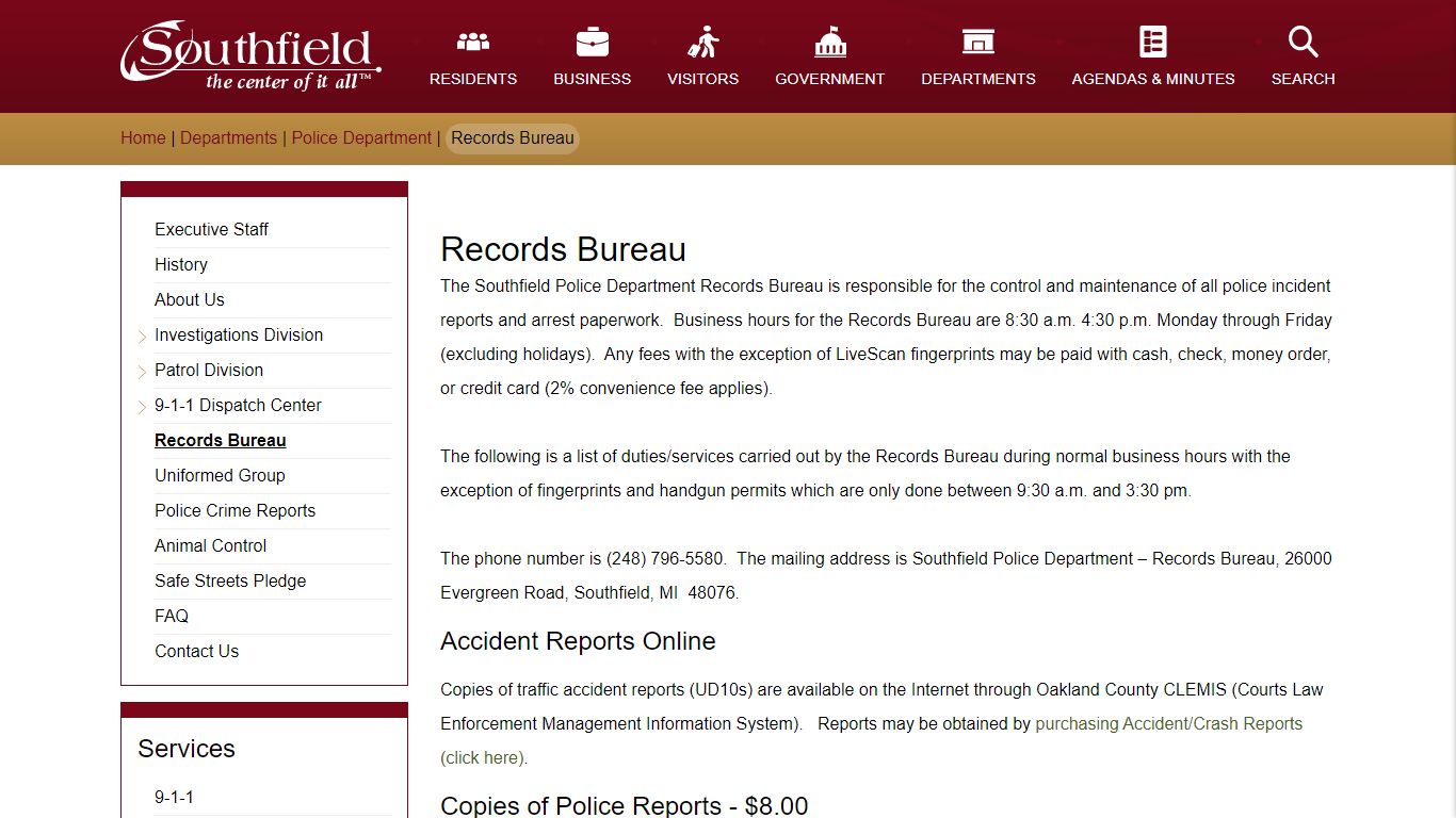 Records Bureau | City of Southfield